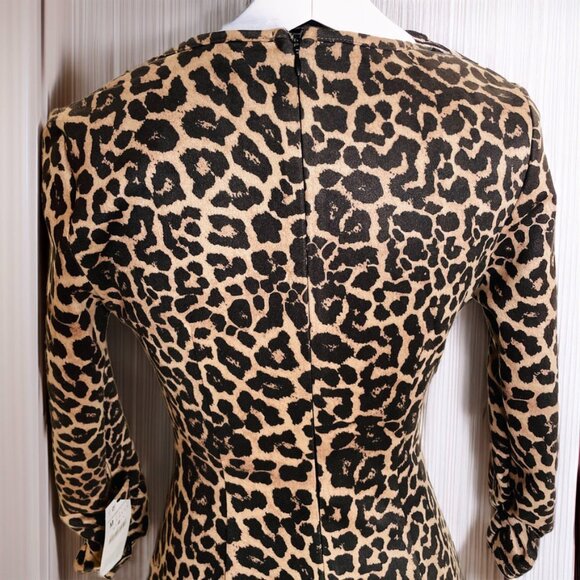 Zara Women's Faux Suede Leopard Print Bodycon Dress Medium - Picture 5 of 10